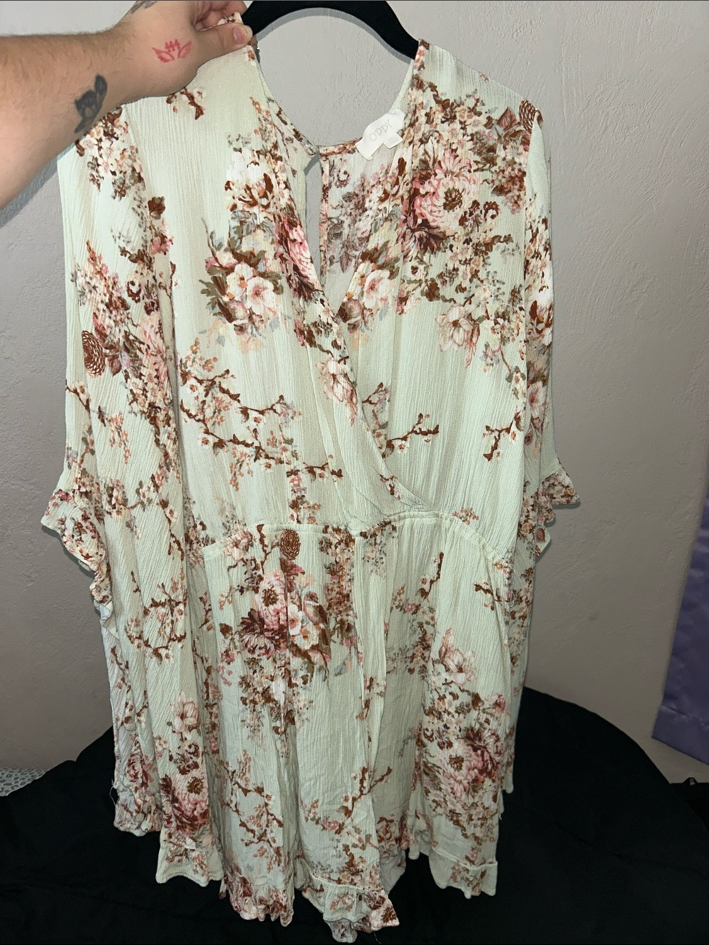 Floral Mint Wrap Dress Tunic - Pink & Brown Blossom Print